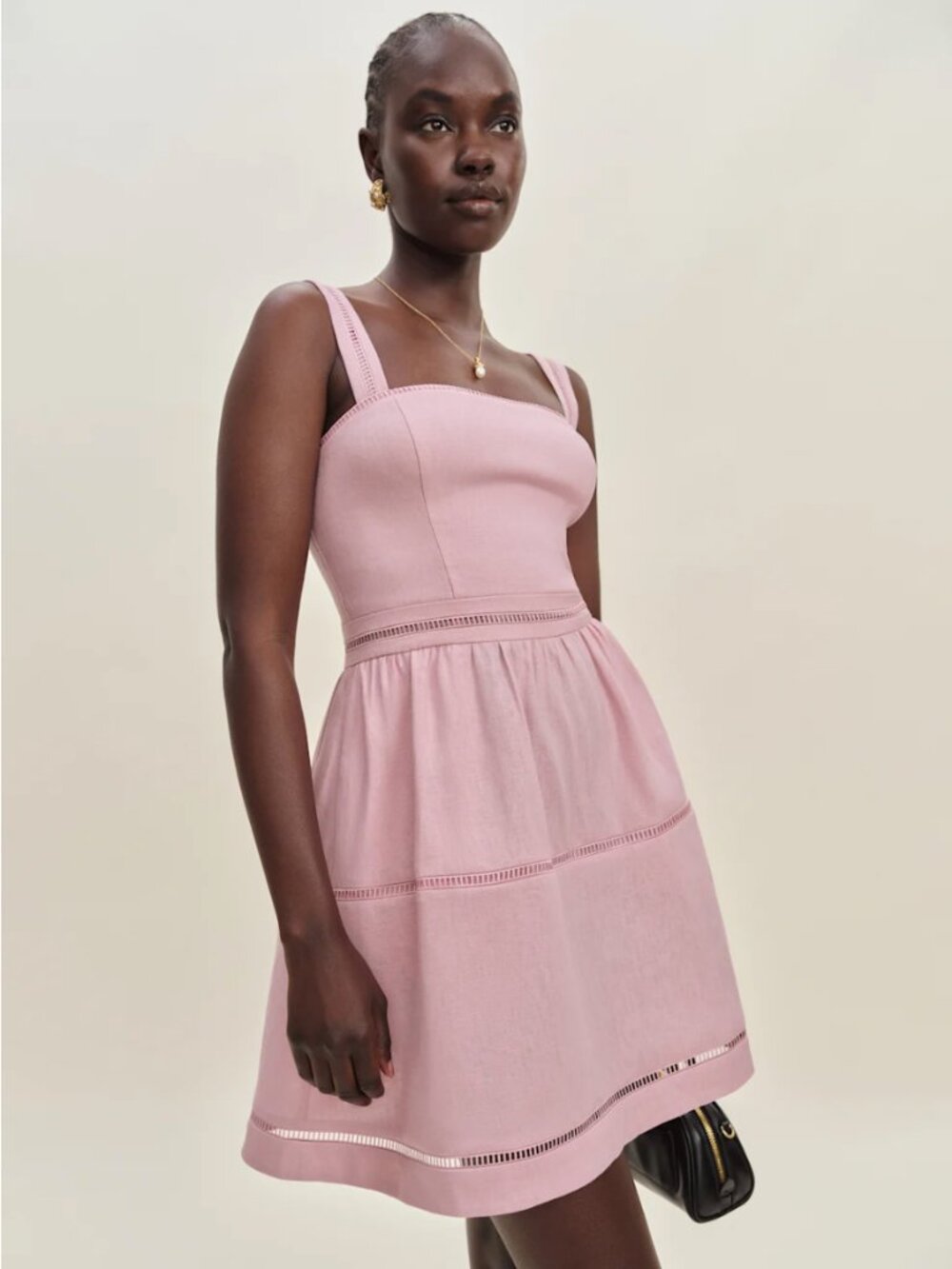 Reformation Everett Mini Linen Dress Pink - Size 4